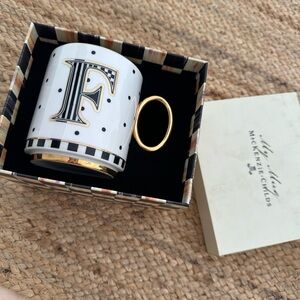 MacKenzie-Childs Black and White Mug with Gold Handle